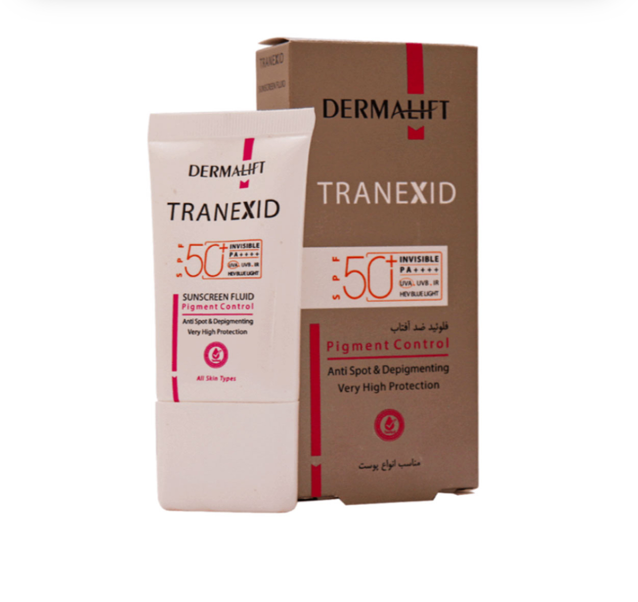 فلوئید ضد آفتاب درمالیفت مدل Tranexid با SPF50 حجم 40 میلی لیتر