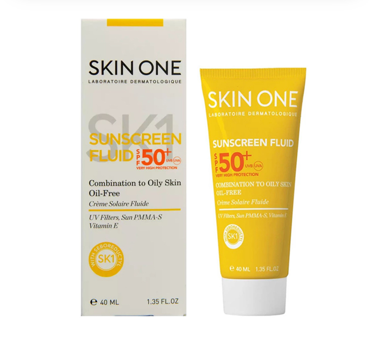 فلوئید ضد آفتاب بی رنگ اسکین وان SPF50 مدل combination مناسب پوست های چرب و مختلط حجم 40 میل