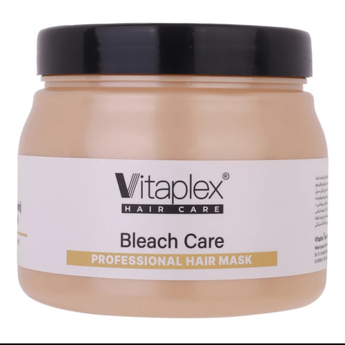 ماسک مو تقویتکننده و ترمیمکننده ویتاپلکس مدل Bleach Care حجم 500 میلیلیتر مناسب موهای آسیبدیده، بدون سولفات، حاوی پروتئین گندم، هیالورونیک اسید، کراتین و گلیسیرین، تغذیهکننده و حالتدهنده