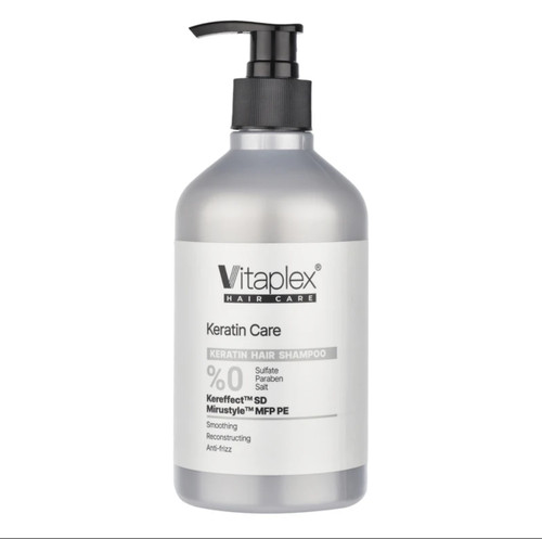 شامپو مو ویتاپلکس مدل KC01 مناسب موهای کراتین شده، نرمکننده، لطافتبخش، تقویتکننده، ترمیمکننده، ضد وز، براقکننده، حجم 500 میلیلیتر