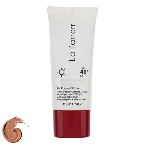 کرم ضدآفتاب رنگی لافارر مدل Pregnant با SPF 40 و +++PA، محافظتکننده در برابر UVA و UVB، ضد آب و ضد حساسیت، مناسب انواع پوست و دوران بارداری، حجم 30 میلیلیتر