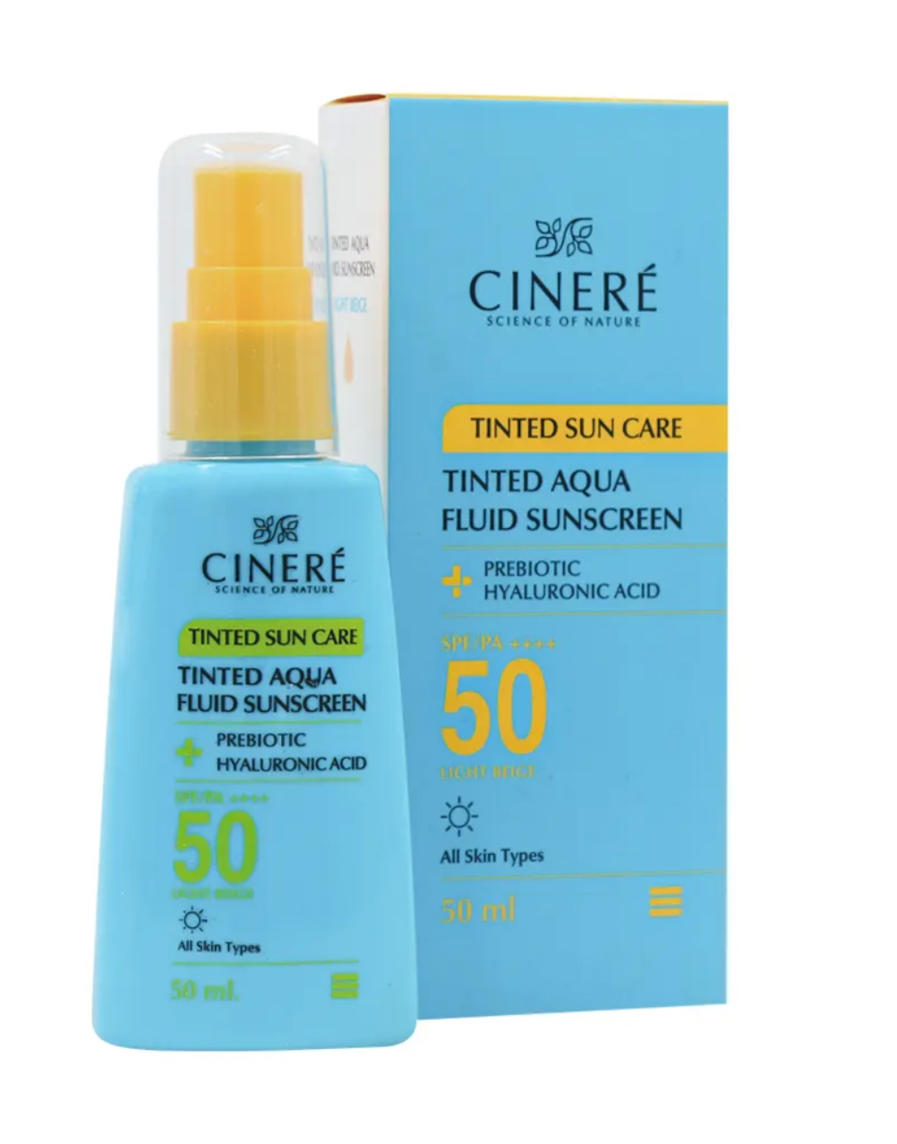 فلوئید ضد آفتاب SPF50 سینره مناسب انواع پوست 50 میلی لیتر لایت بژ
